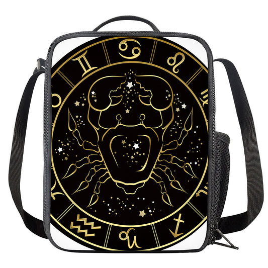Gold And Black Cancer Sign Print Crossbody Lunch Bag