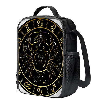 Gold And Black Cancer Sign Print Crossbody Lunch Bag
