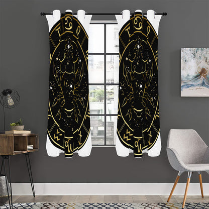 Gold And Black Cancer Sign Print Curtain