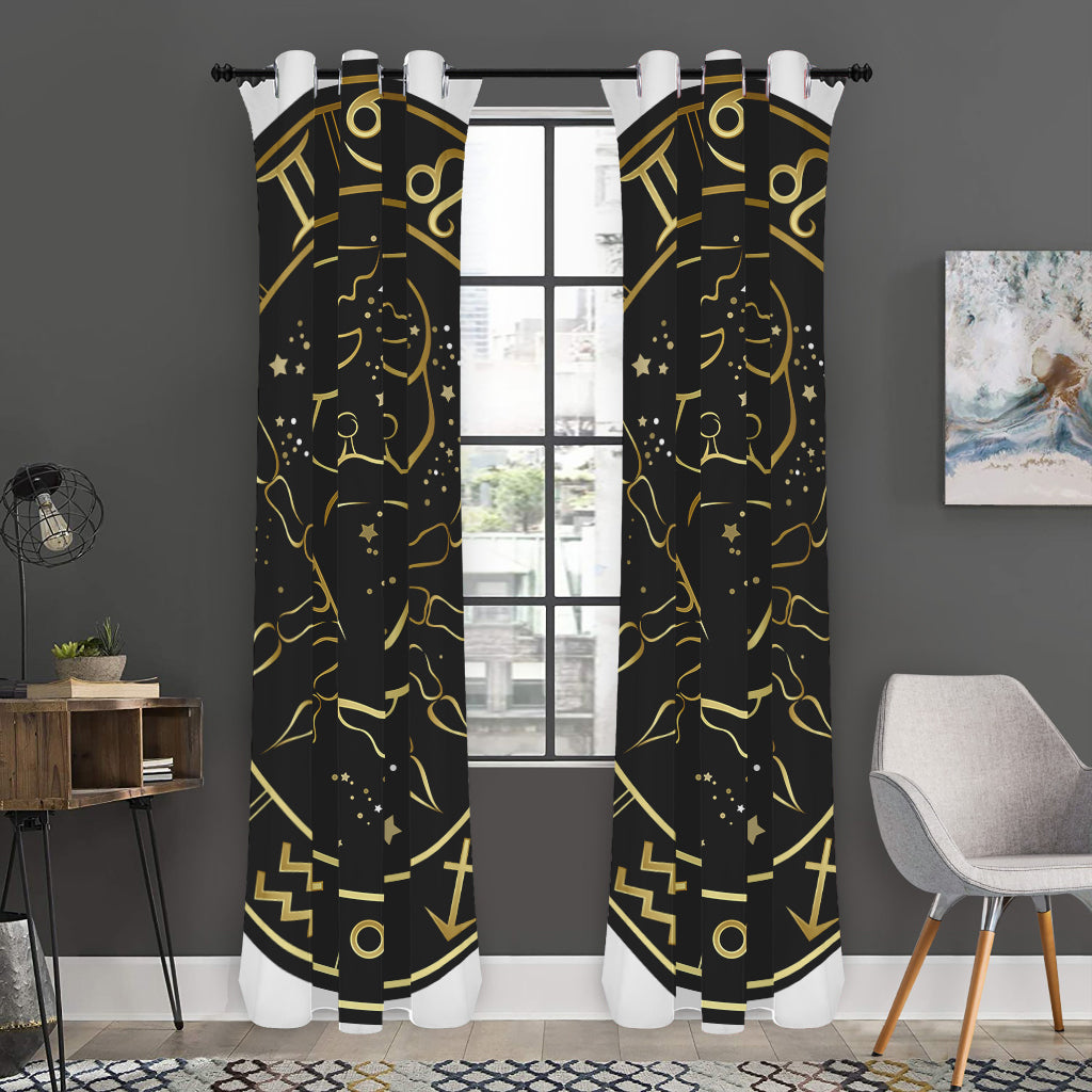 Gold And Black Cancer Sign Print Curtain