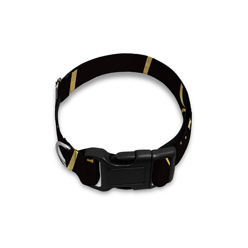 Gold And Black Cancer Sign Print Dog Collar
