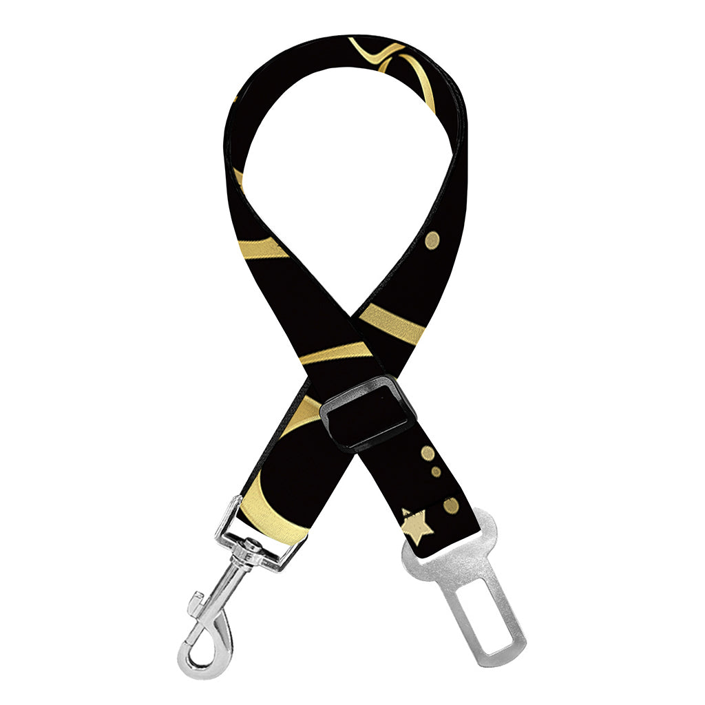 Gold And Black Cancer Sign Print Dog Seat Belt