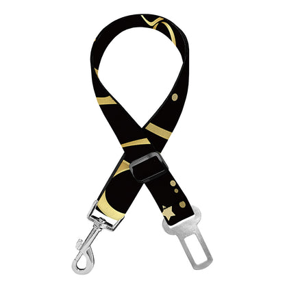 Gold And Black Cancer Sign Print Dog Seat Belt