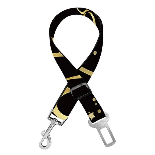 Gold And Black Cancer Sign Print Dog Seat Belt