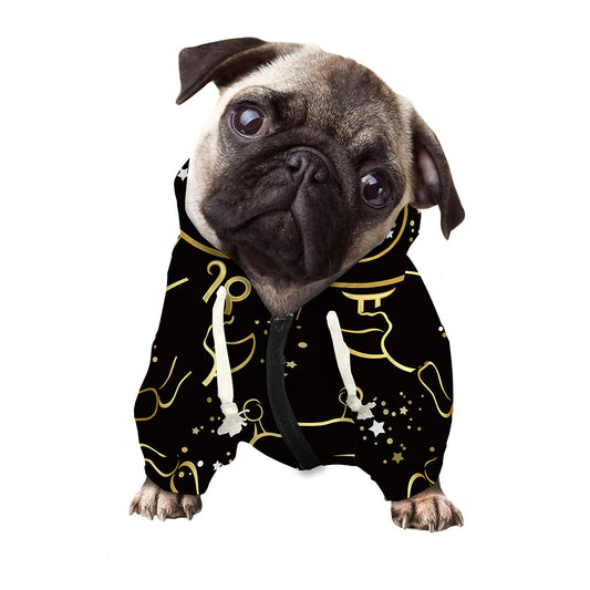 Gold And Black Cancer Sign Print Dog Zip Up Hoodie