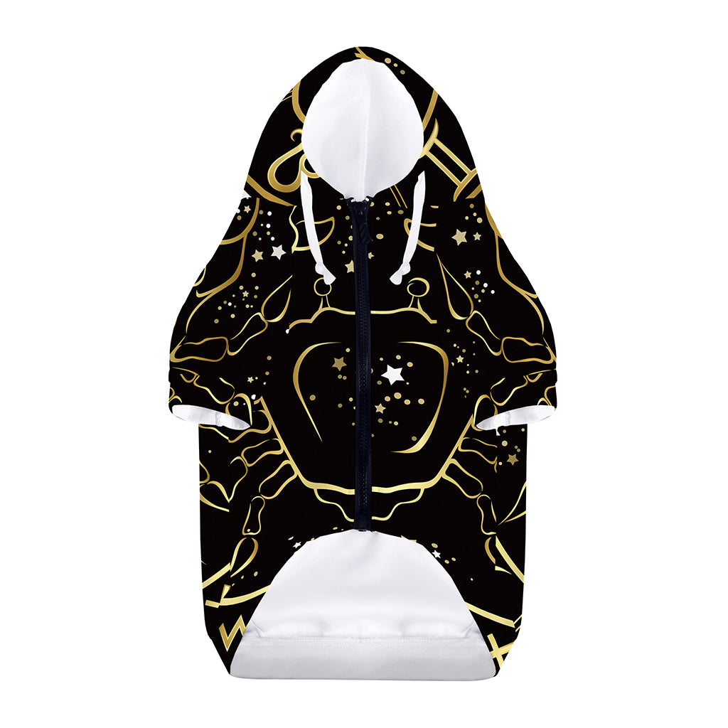 Gold And Black Cancer Sign Print Dog Zip Up Hoodie