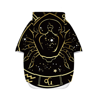 Gold And Black Cancer Sign Print Dog Zip Up Hoodie