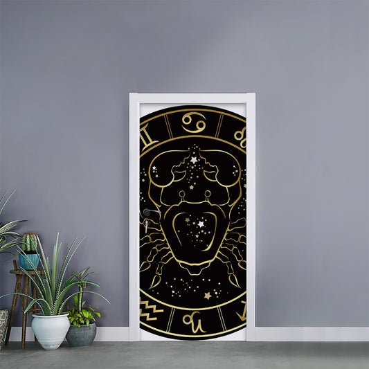 Gold And Black Cancer Sign Print Door Sticker