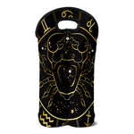 Gold And Black Cancer Sign Print Double Neoprene Wine Tote