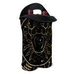 Gold And Black Cancer Sign Print Double Neoprene Wine Tote