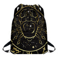 Gold And Black Cancer Sign Print Drawstring Backpack