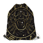 Gold And Black Cancer Sign Print Drawstring Bag