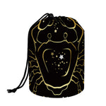 Gold And Black Cancer Sign Print Drawstring Makeup Bag