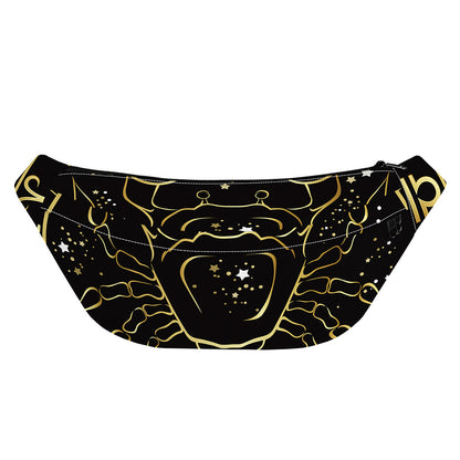 Gold And Black Cancer Sign Print Fanny Pack