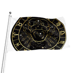 Gold And Black Cancer Sign Print Flag