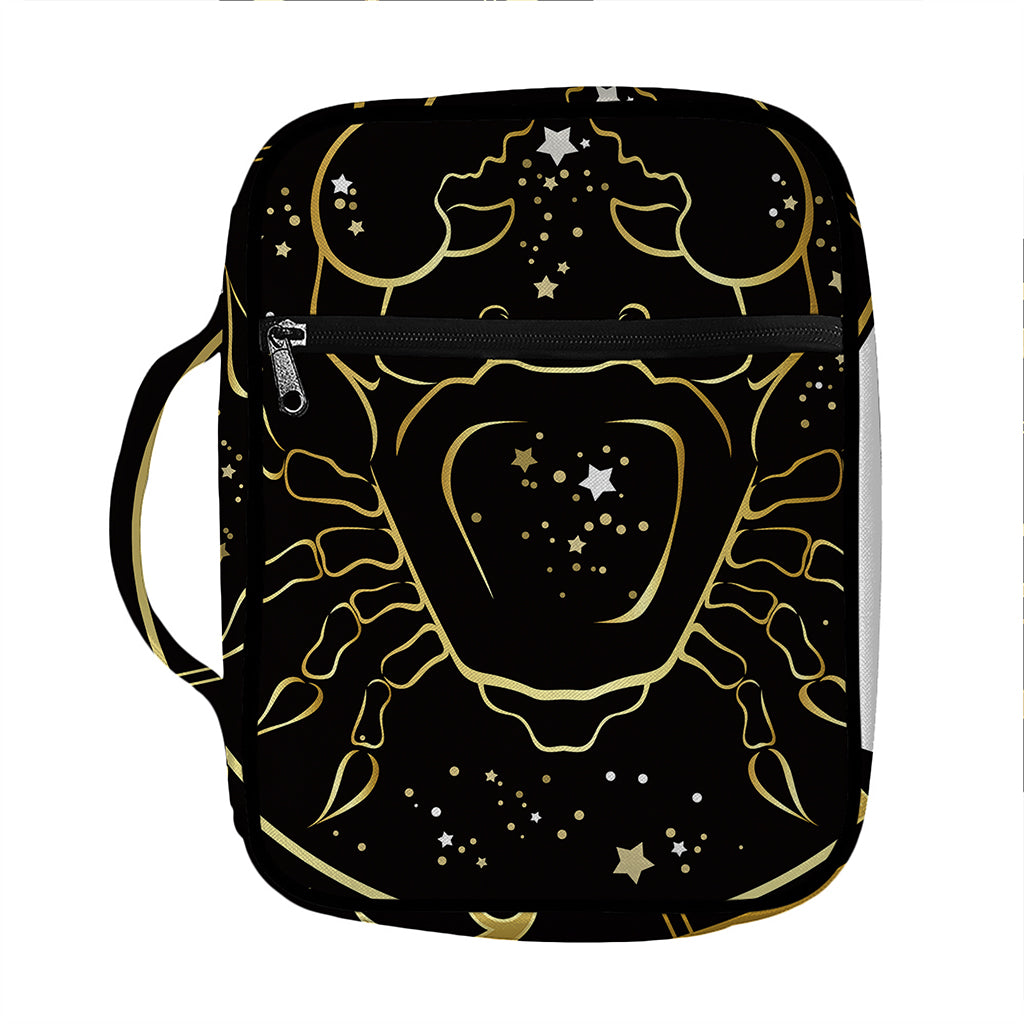 Gold And Black Cancer Sign Print Front Pocket Bible Bag