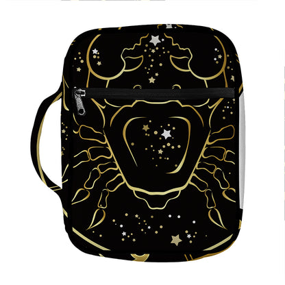 Gold And Black Cancer Sign Print Front Pocket Bible Bag