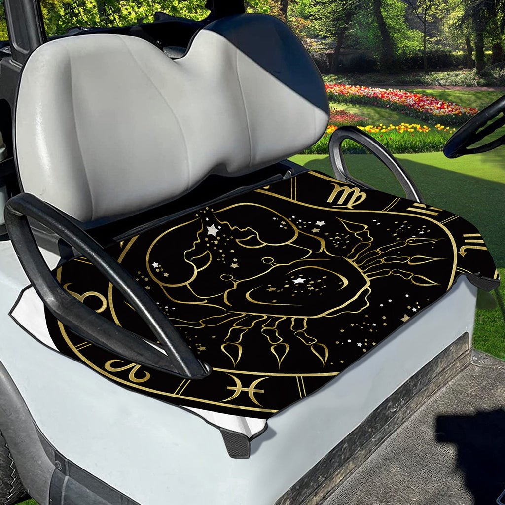 Gold And Black Cancer Sign Print Golf Cart Seat Cover