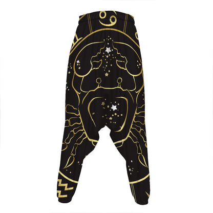 Gold And Black Cancer Sign Print Hammer Pants