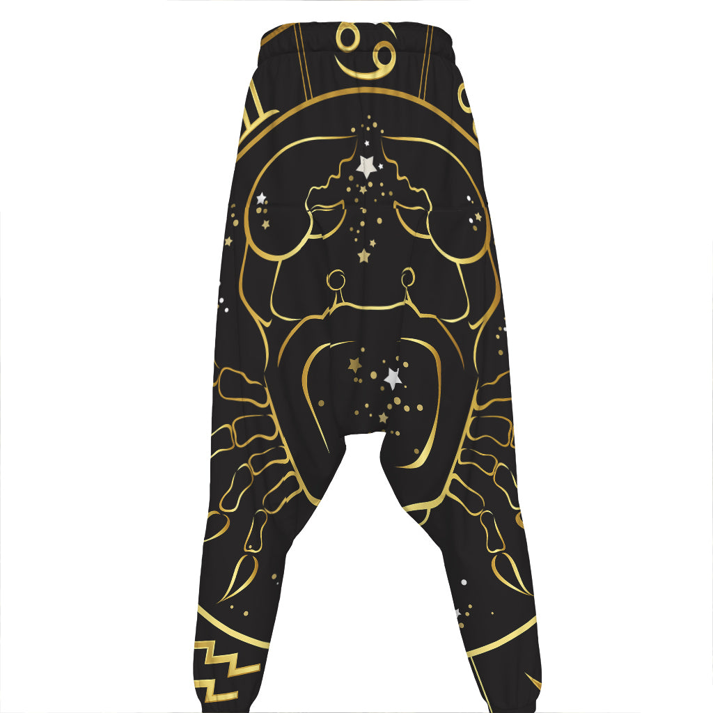 Gold And Black Cancer Sign Print Hammer Pants