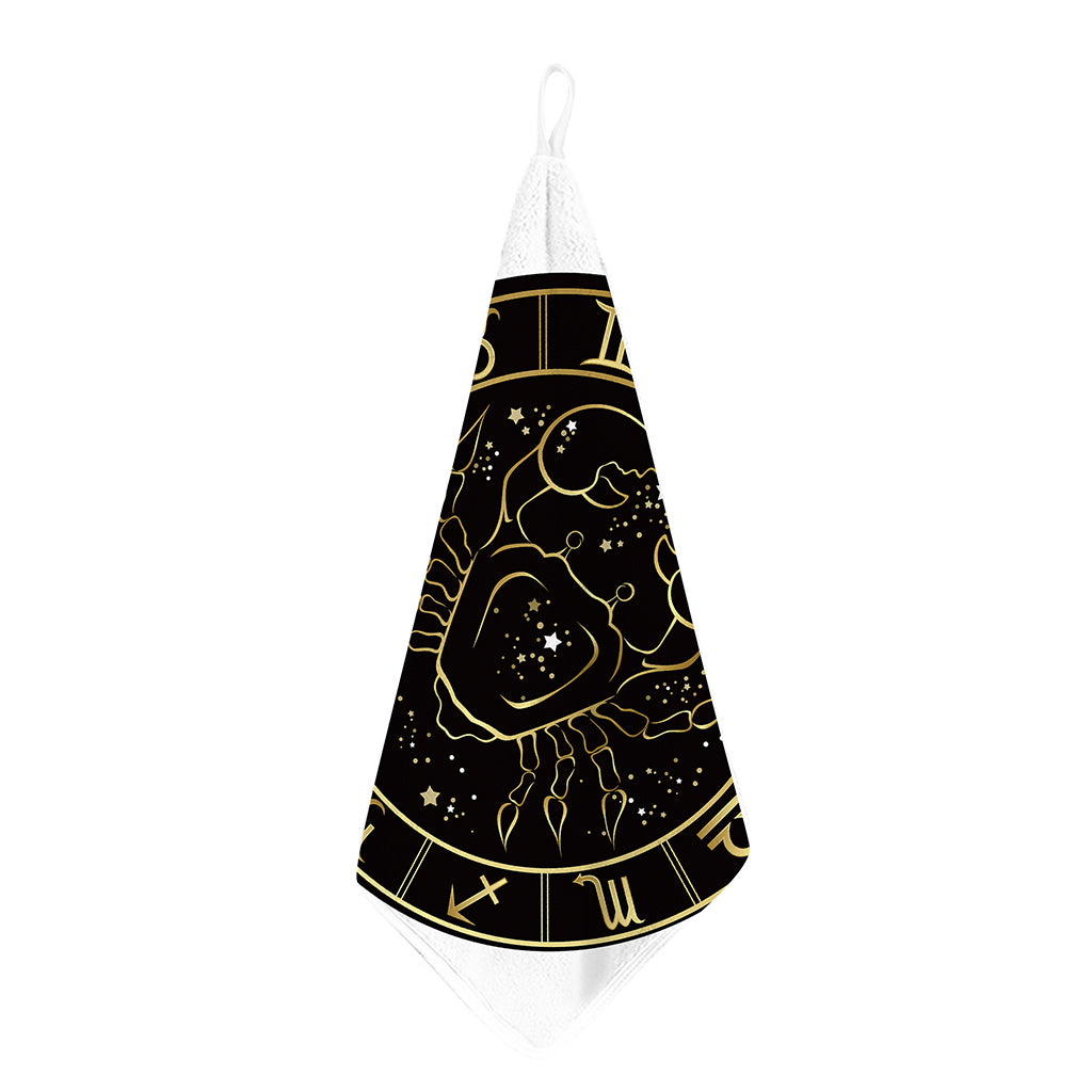 Gold And Black Cancer Sign Print Hand Towel