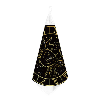 Gold And Black Cancer Sign Print Hand Towel