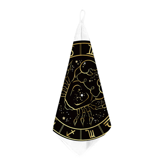 Gold And Black Cancer Sign Print Hand Towel