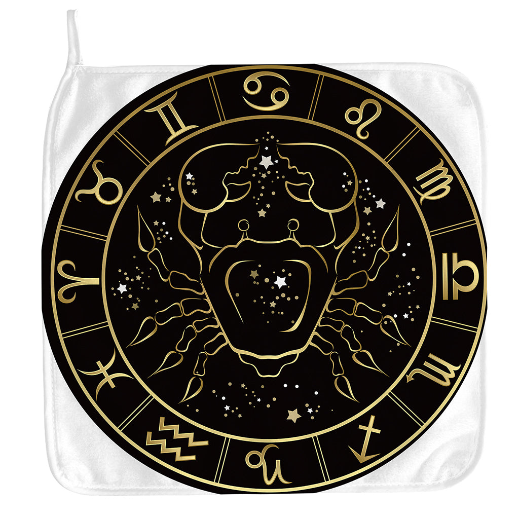 Gold And Black Cancer Sign Print Hand Towel