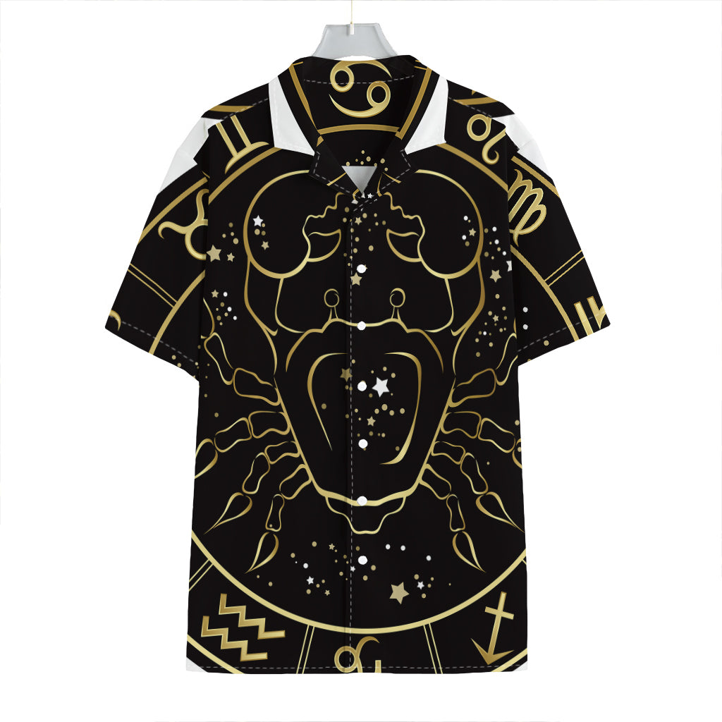Gold And Black Cancer Sign Print Hawaiian Shirt