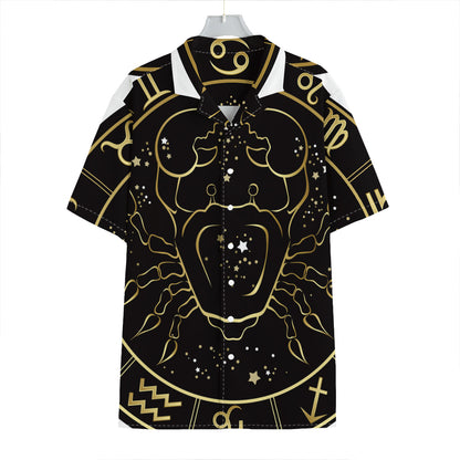 Gold And Black Cancer Sign Print Hawaiian Shirt