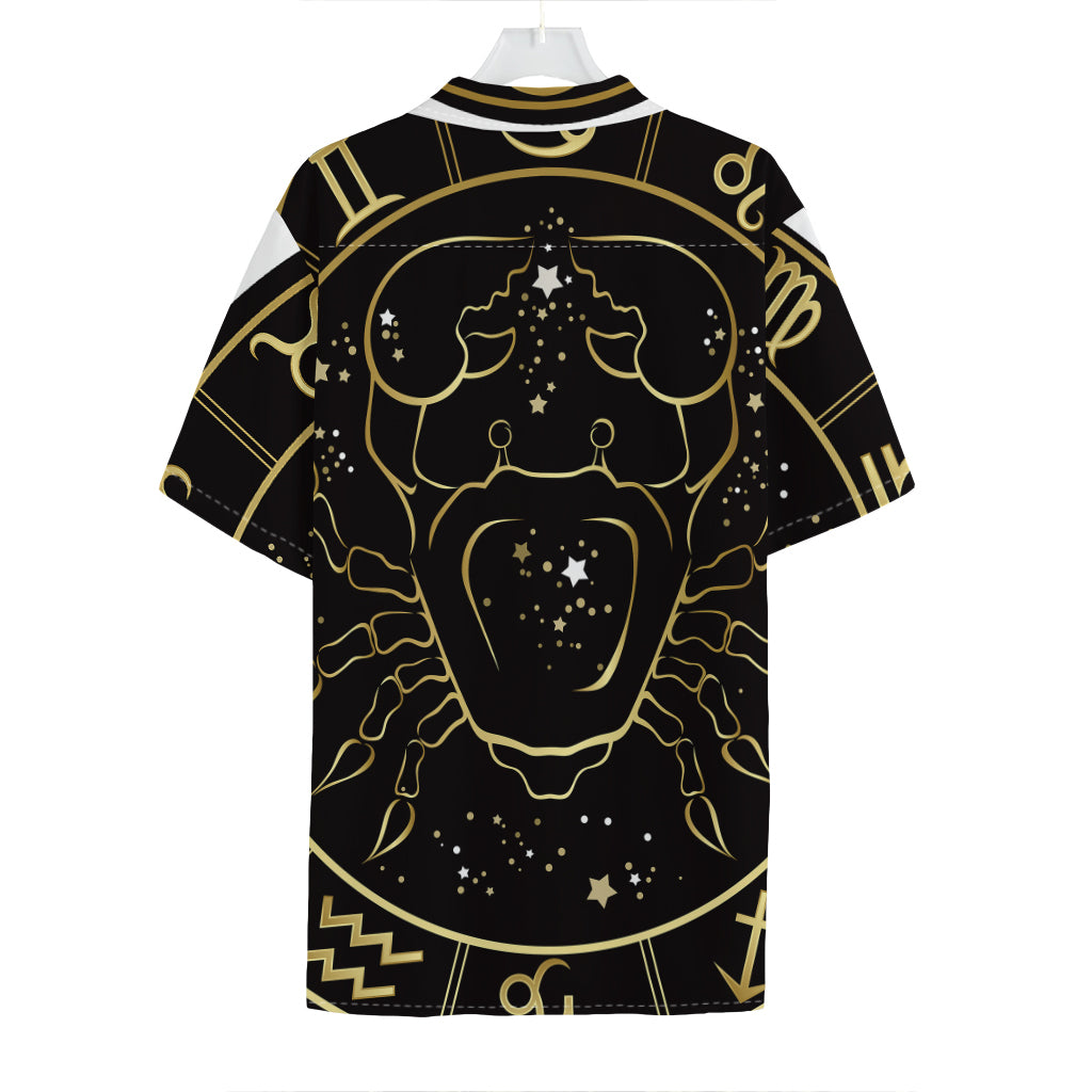 Gold And Black Cancer Sign Print Hawaiian Shirt