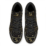 Gold And Black Cancer Sign Print High Top Leather Sneakers