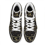 Gold And Black Cancer Sign Print High Top Leather Sneakers