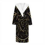 Gold And Black Cancer Sign Print Hooded Bathrobe