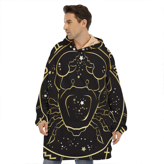 Gold And Black Cancer Sign Print Hoodie Blanket