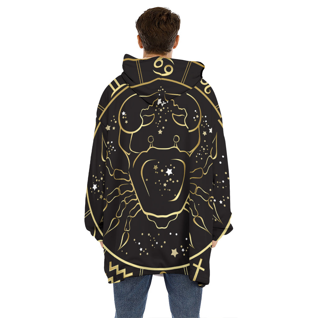 Gold And Black Cancer Sign Print Hoodie Blanket