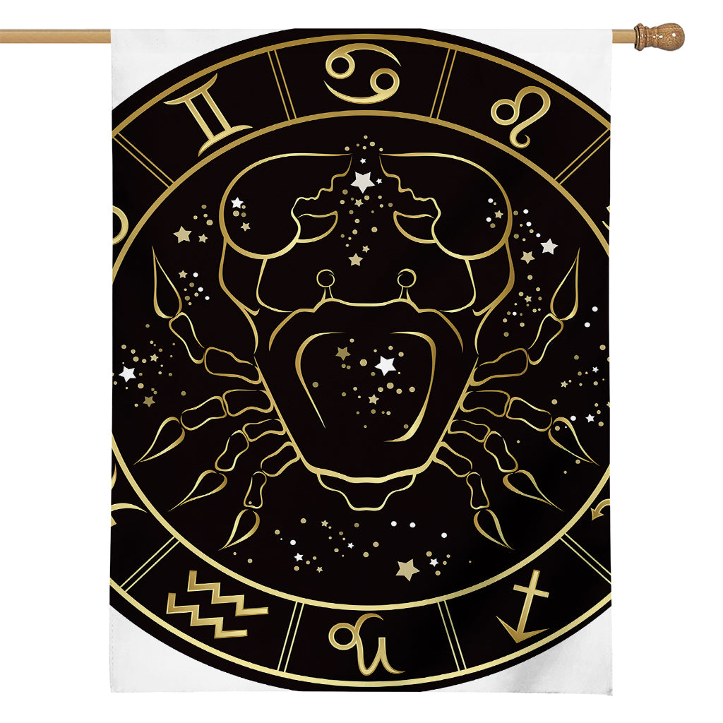 Gold And Black Cancer Sign Print House Flag