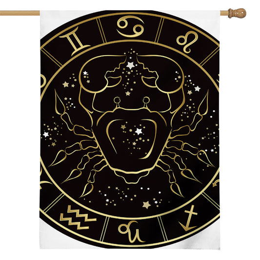 Gold And Black Cancer Sign Print House Flag