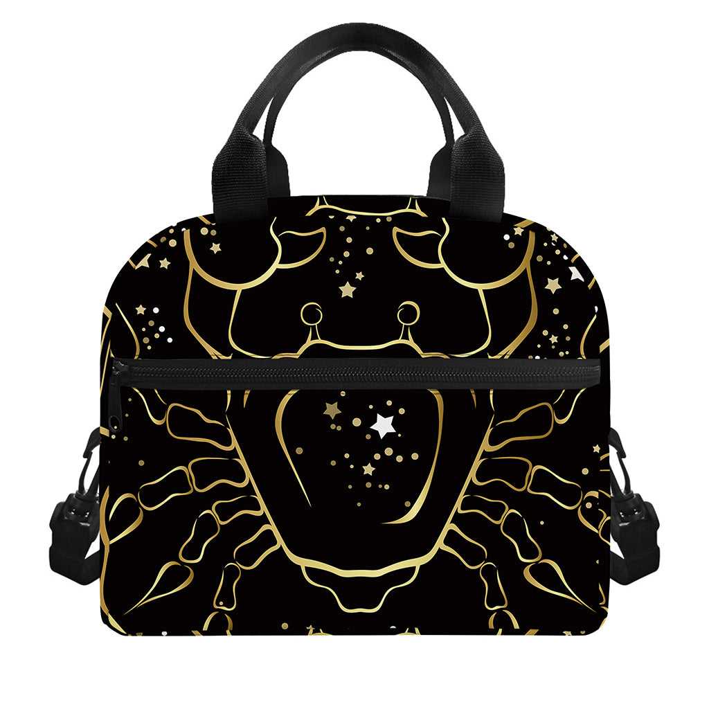 Gold And Black Cancer Sign Print Insulated Lunch Bag