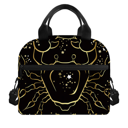 Gold And Black Cancer Sign Print Insulated Lunch Bag