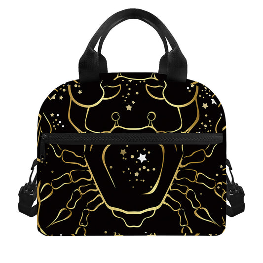 Gold And Black Cancer Sign Print Insulated Lunch Bag