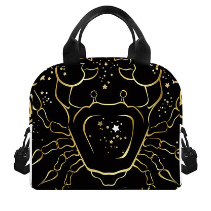Gold And Black Cancer Sign Print Insulated Lunch Bag