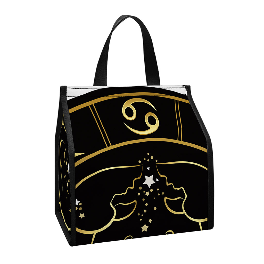 Gold And Black Cancer Sign Print Insulated Lunch Tote