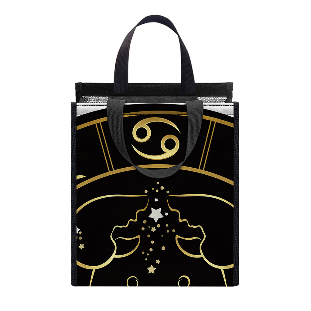 Gold And Black Cancer Sign Print Insulated Lunch Tote
