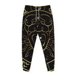 Gold And Black Cancer Sign Print Jogger Pants