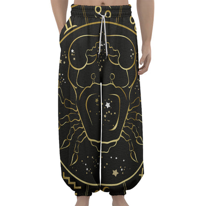 Gold And Black Cancer Sign Print Lantern Pants