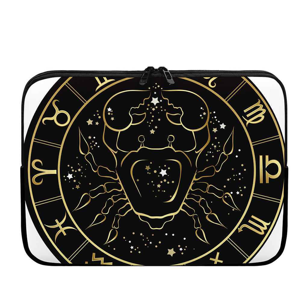 Gold And Black Cancer Sign Print Laptop Sleeve