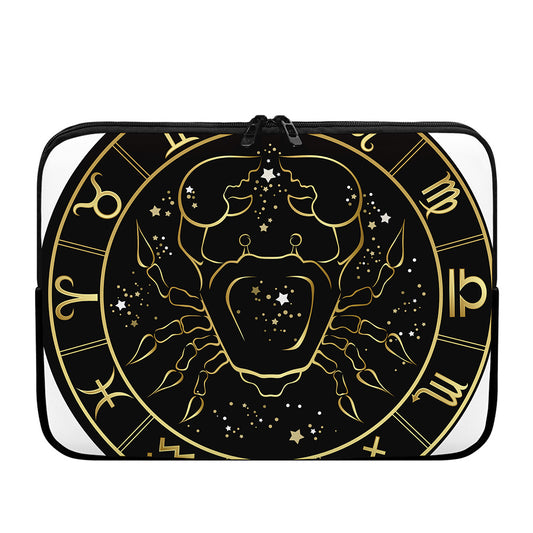 Gold And Black Cancer Sign Print Laptop Sleeve