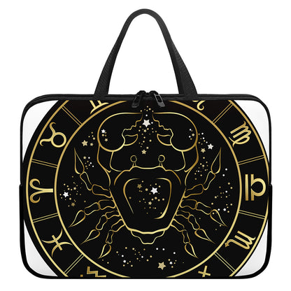 Gold And Black Cancer Sign Print Laptop Sleeve With Handle