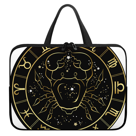 Gold And Black Cancer Sign Print Laptop Sleeve With Handle